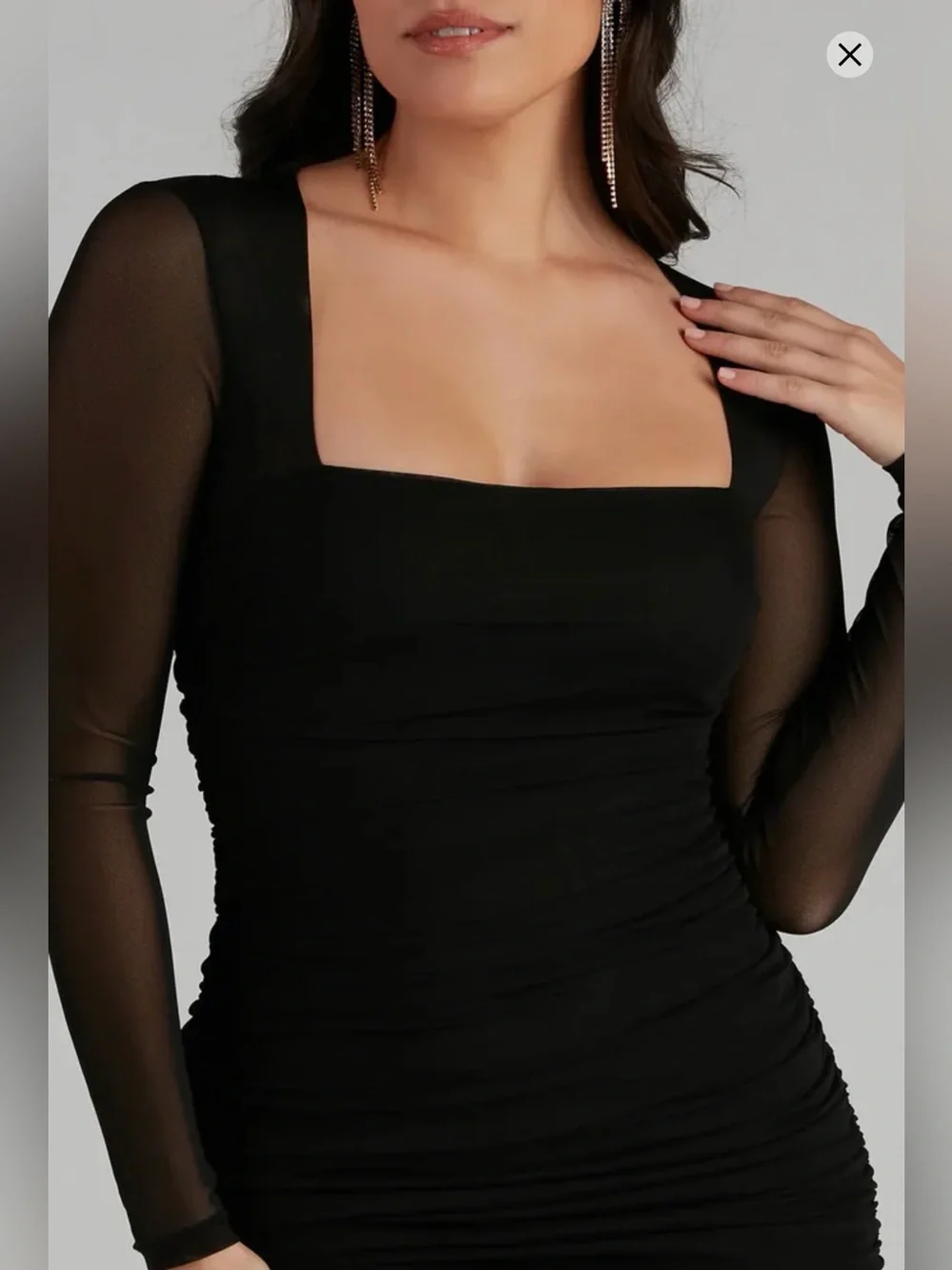 Mesh Ruched Mini Dress - Picture 7 of 8